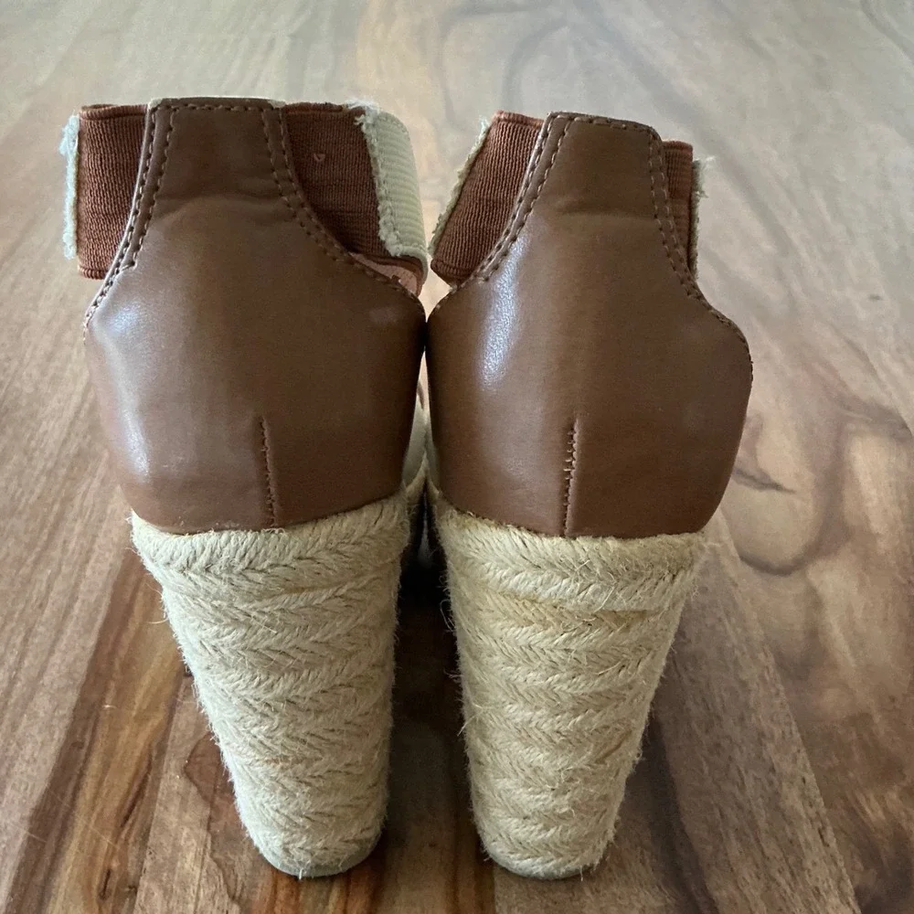 Steve Madden Erryn Womens Espadrille Wedge Sandals Cream Brown Size 7 Jute Heel‎